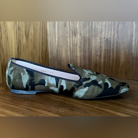 PRETTY BALLERINAS (LOAFERS) Horsehair Camo Flats Size 37 Fab Condition Worn 1x! - Picture 3 of 13